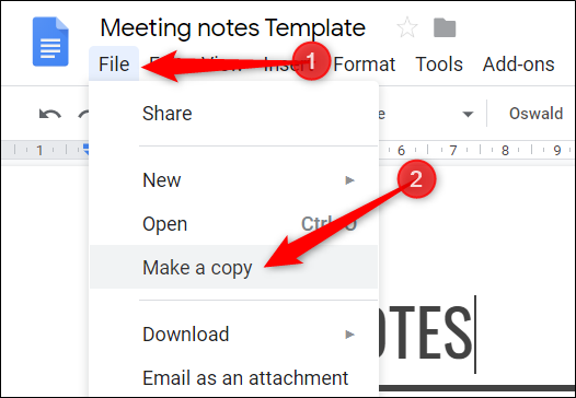 If you were sent the file, or it's already open, click File &gt; Make a copy.