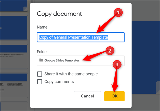 Give the file a name, choose a folder for the copy, and then click &quot;OK.&quot;