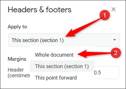Click the &quot;Apply To&quot; dropdown, and then click either &quot;Whole Document&quot; or &quot;This Point Forward.&quot; 