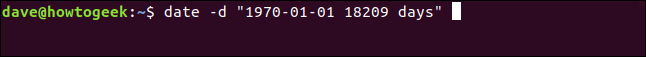 date -d "1970-01-01 18209 days" in a terminal window