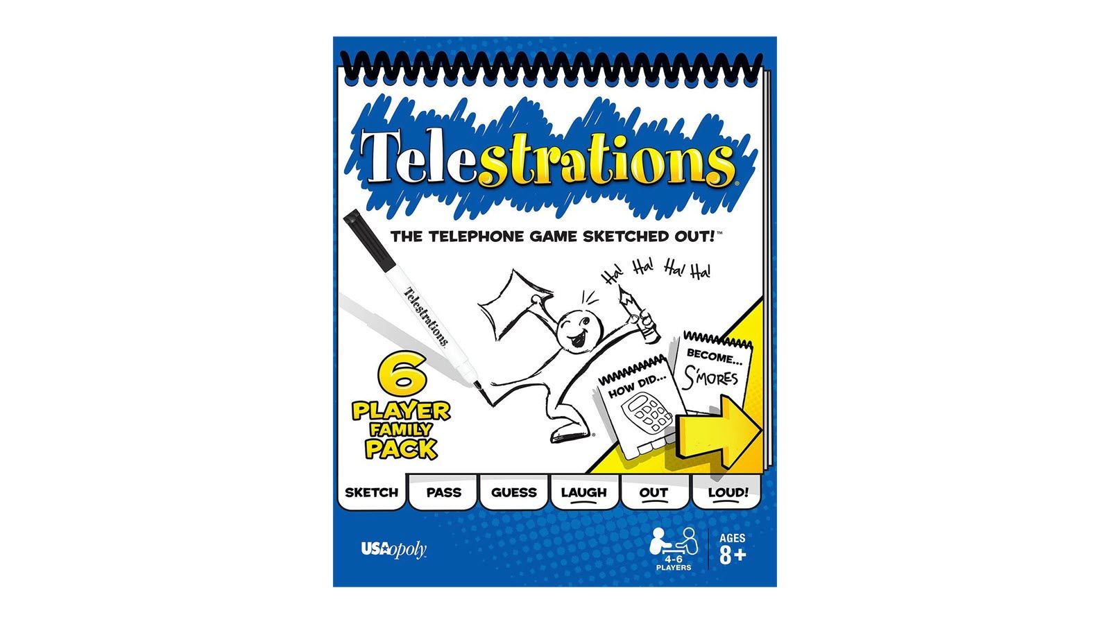 The Telestrations board game box.