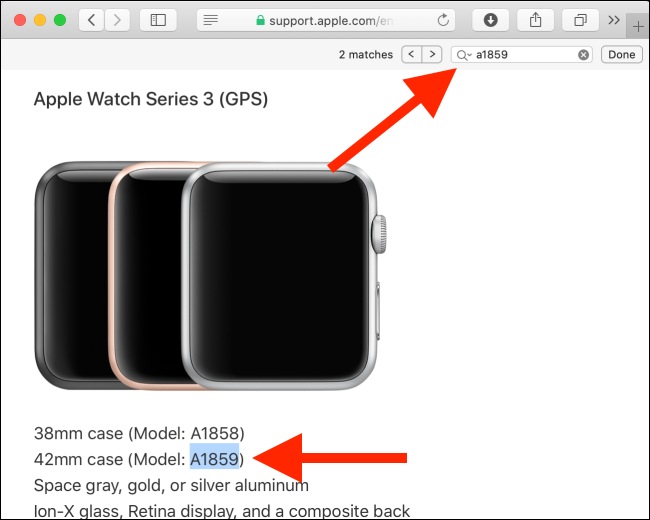 Apple Watch Identification page