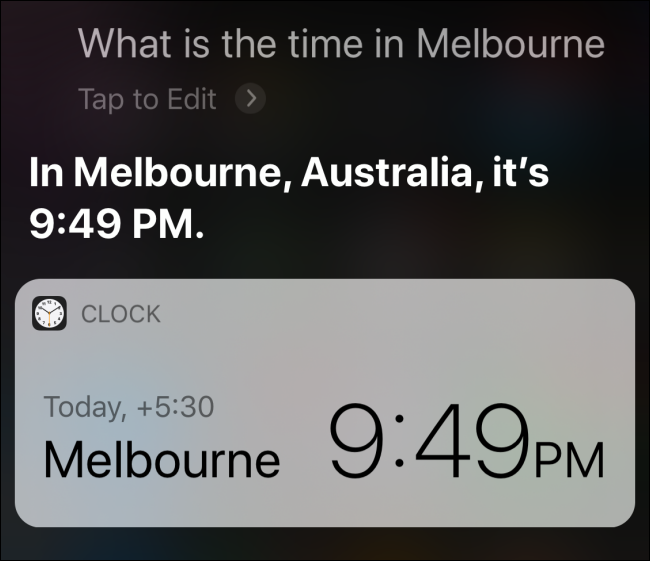 Ask Siri for time in a different city