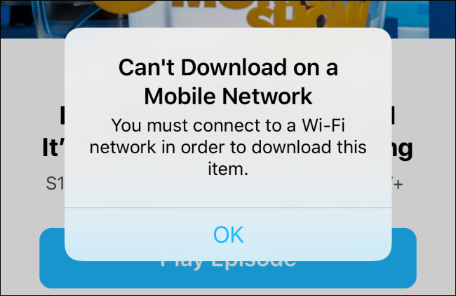 Can't download on cellular alert