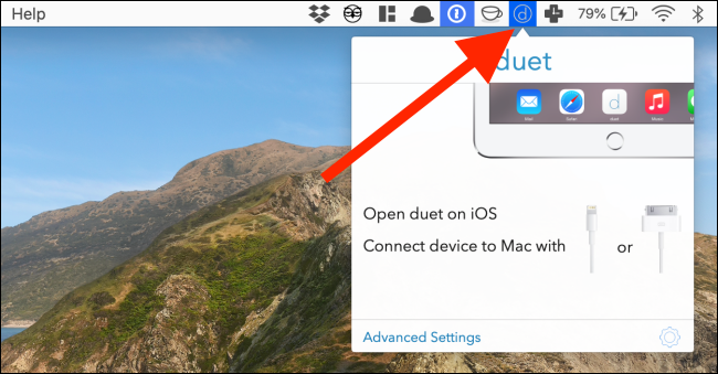 Click on Duet icon from the menu bar