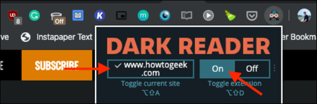 Click to turn on dark mode in Chrome