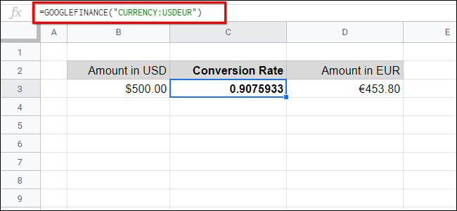 Google Finance Sheets Converting Currency
