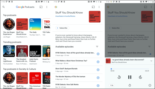 Google Podcasts app on Android
