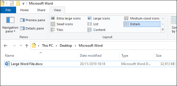 The example of a large Microsoft Word file (32MB)