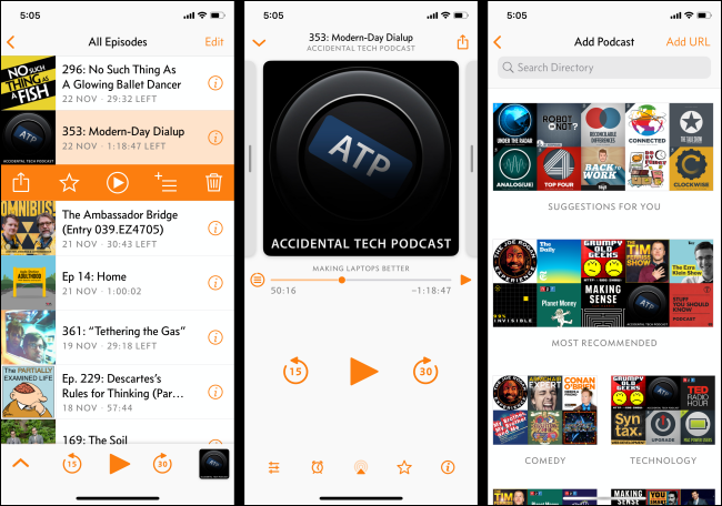 Overcast podcast app for iPhone