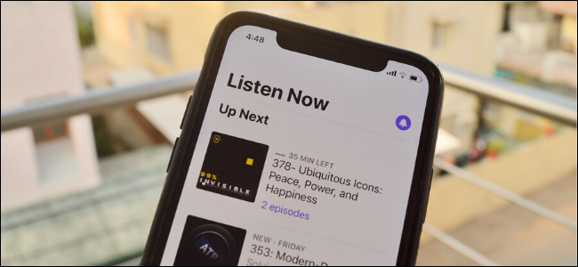 Podcasts app on an iPhone showing the Listen Now screen