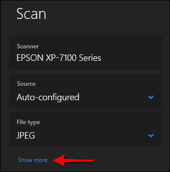 Scan Show More Options