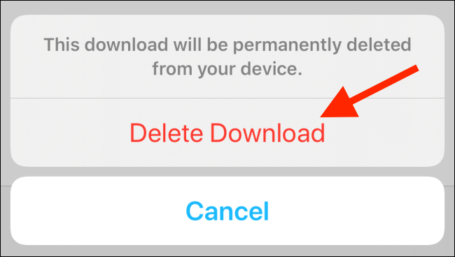 Tap on Delete Download button