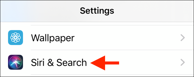 Tap on Siri and Search from Settings app