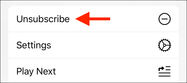 Tap on Unsubscribe from the Share sheet