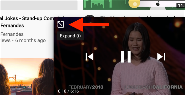 Tap on the Expand button to go open the video page