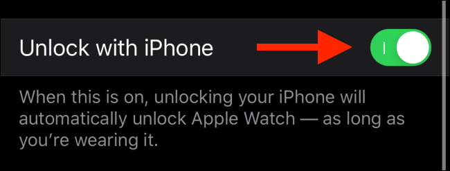 Tap on toggle next to Unlock with iPhone