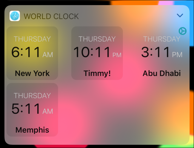 World Clock shown in digital
