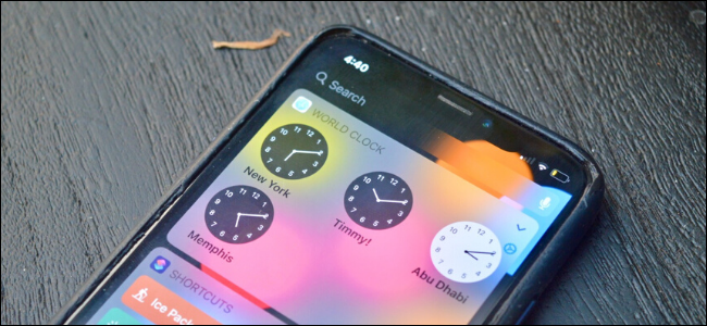World Clock widget shown on iPhone