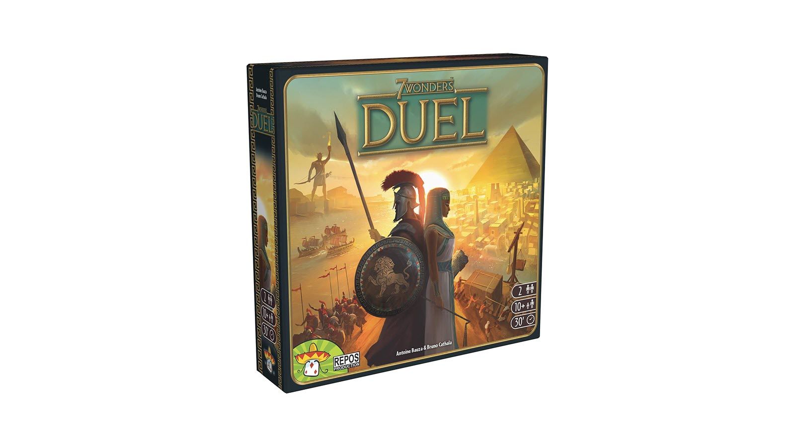 The 7 Wonders: Duel box, featuring a man and woman standing back-to-back.