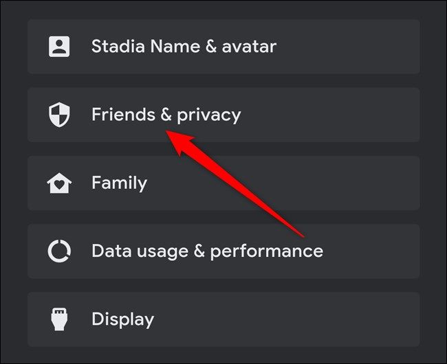 Google Stadia App Click Friends & Privacy