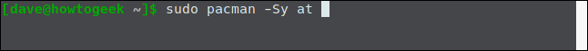 sudo pacman -Sy at in a terminal window