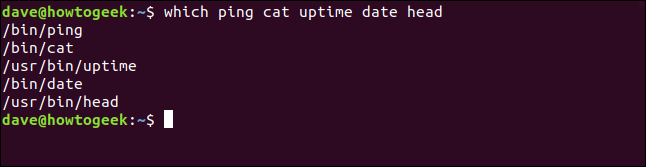 which ping cat uptime date head in a terminal window