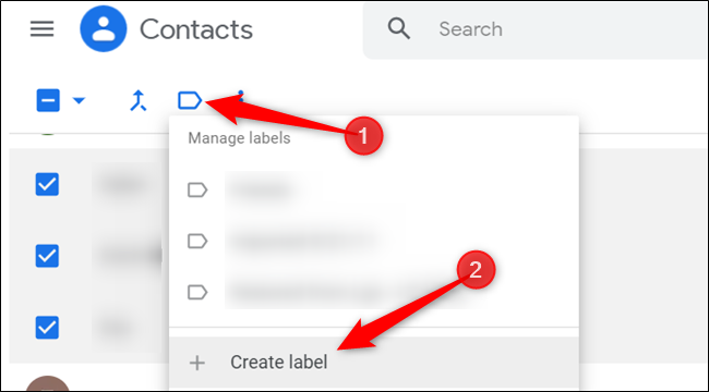 Click the blue label icon, and then click &quot;Create label&quot; to create a new group.