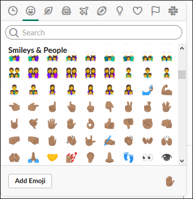 The emoji panel showng the People emojis
