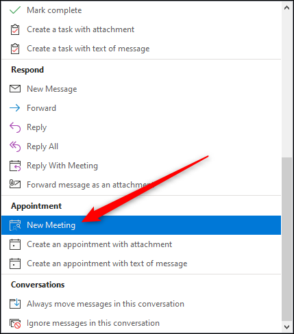 The &quot;New Meeting&quot; option.
