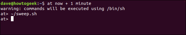 Command entered at the at command prompt in a terminal window