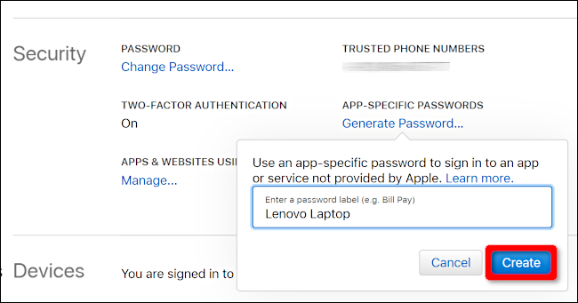 Create App-Specific Password
