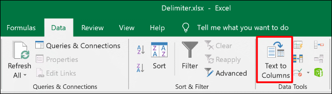 To access Text to Columns in Excel, click Data > Text to Columns
