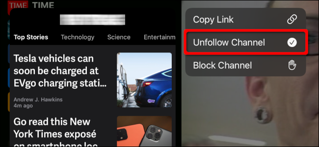 News App iPad Unfollow Channel