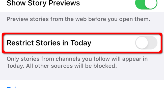 Restrict Stories in Today