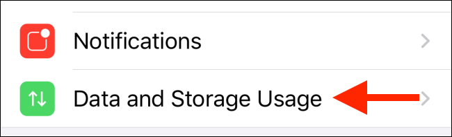 Tap on Data and Storage Usage on iPhone