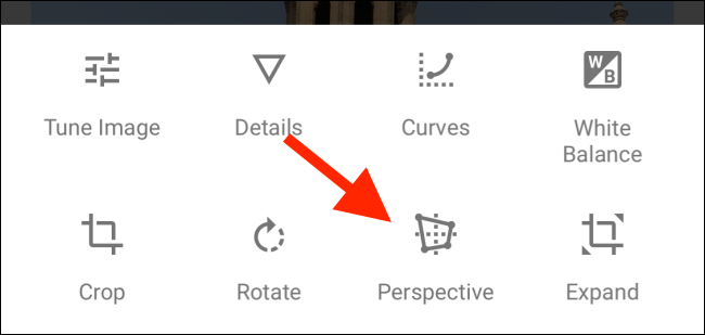 Tap on the Perspective icon