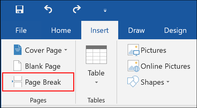 Click Insert > Page Break in Microsoft Word to insert a new page break to your document