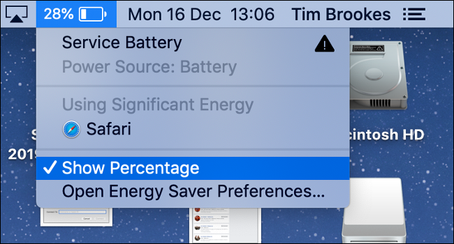 Enable Battery Percentage Indicator