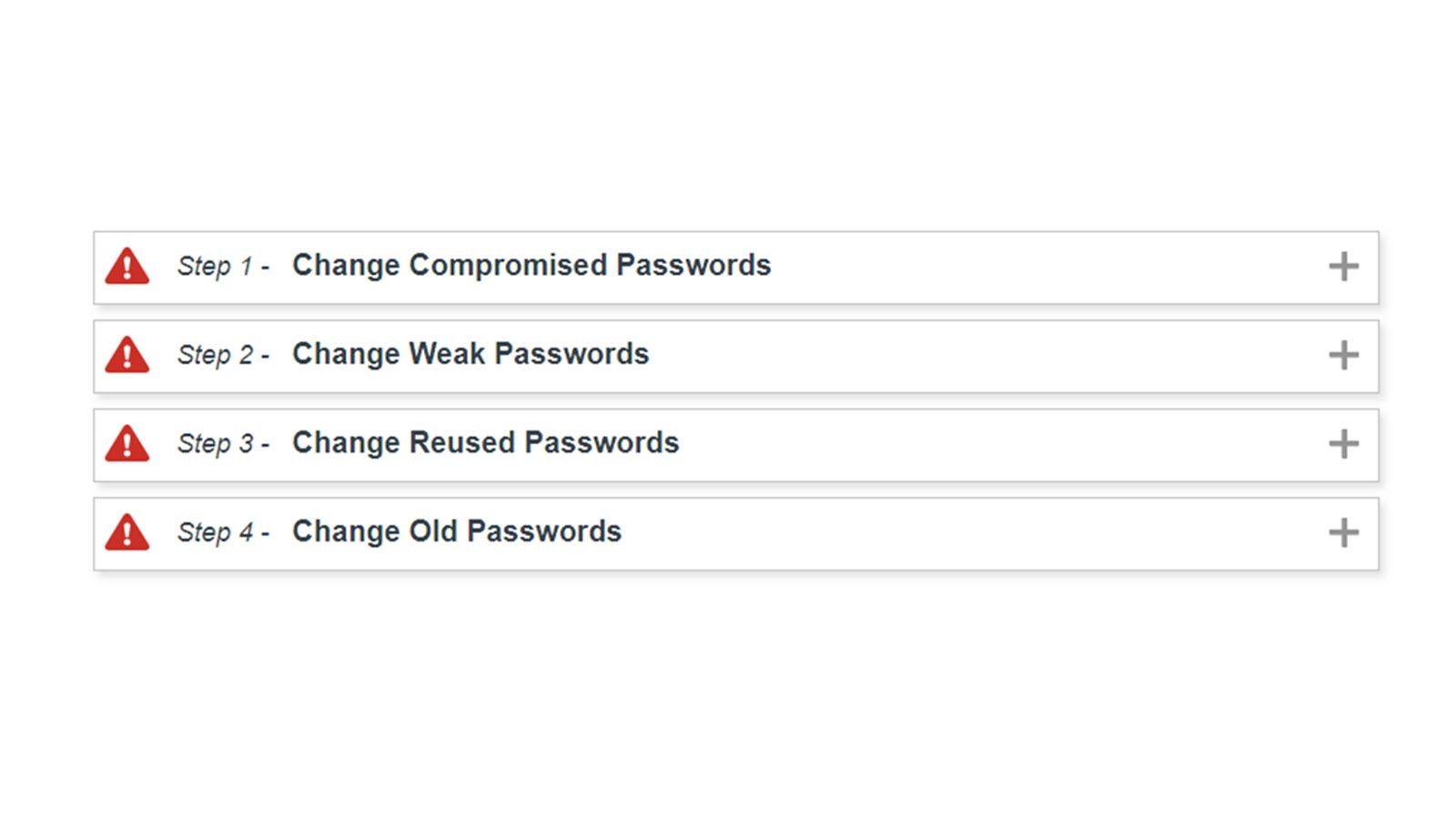 A LastPass provided four step process for changing passwords, including compromised passwords.