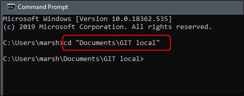 change directory to Git folder