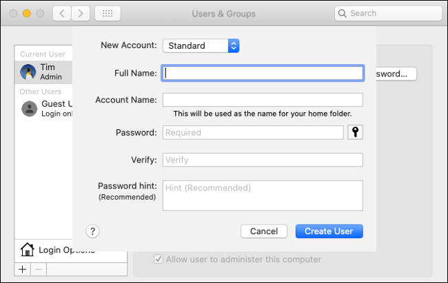 Create User Accounts in macOS
