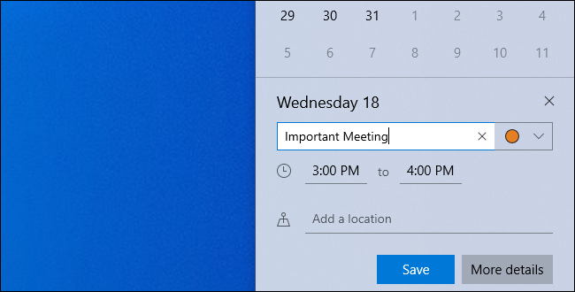 How to Use Your Calendar From Windows 10's Taskbar