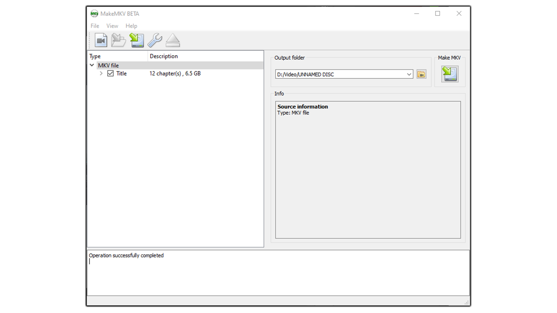 A screenshot of the MakeMKV software
