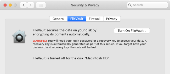 Enable Filevault on macOS
