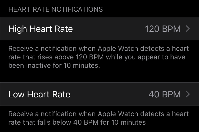 High and Low Heart Rate Notifications on Apple Watch