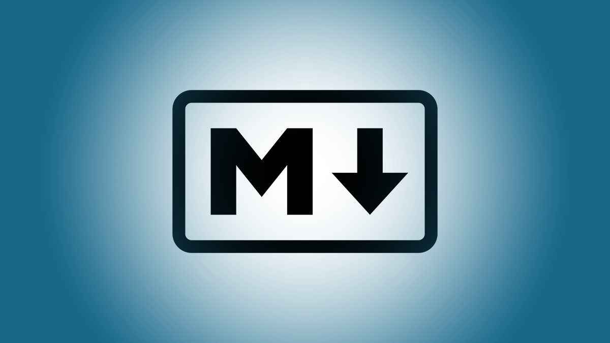 Markdown logo on a blue background