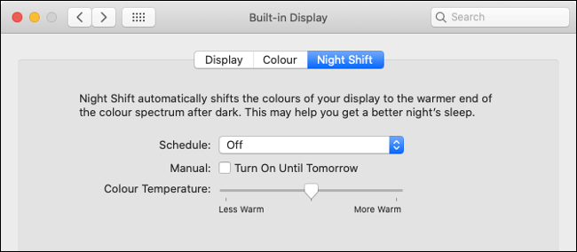 Enable Night Shift in macOS