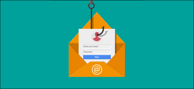 Envelope with a login page inside and pierced by a fishing hook.