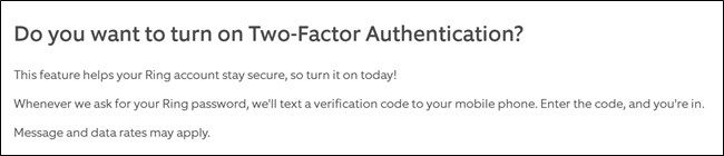 Ring Website Two Factor Authentication Info